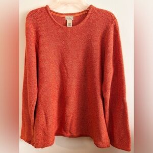 L.L. Bean Chunky Knit Sweater Pullover Crew Neck Cotton Orange Size L